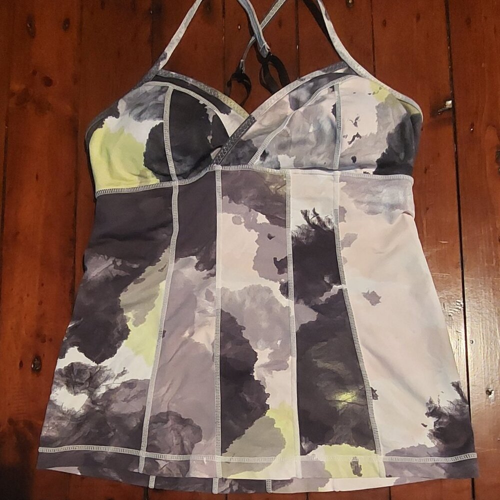 Lululemon Pastel Watercolor Print Tank Top Surplice Activewear Athleisure